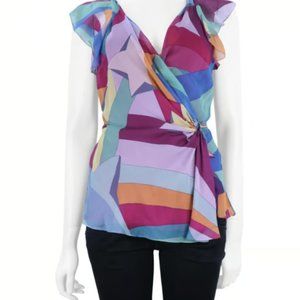 Vintage DVF: Diane von Furstenberg multicolor silk wrap top, size 10